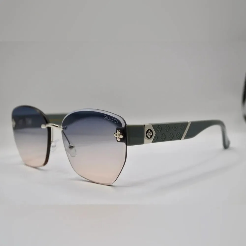 Gucci Women’s Sunglasses | Silver & Grey-Blue Frame | Blue-Brown Gradient Lens - Picture 2 of 16